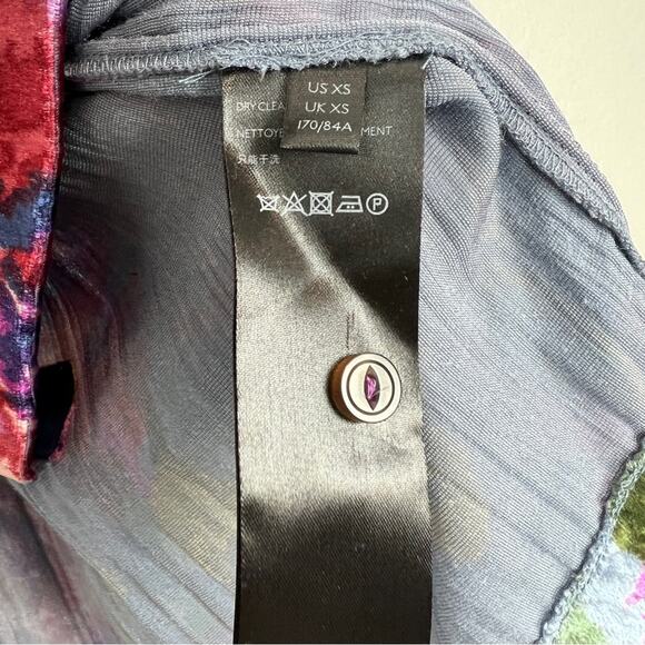 Anthropologie Maeve | Reverie Tiered Velvet Floral Tunic Bloomcore Boho Blue XS - Picture 12 of 13